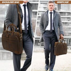 Jack & Chris Leather Briefcase for Men,Business Travel Laptop Messenger Bag